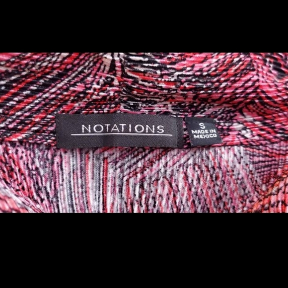 Notations Pleated ¾ Sleeves Abstract Print Top Blouse Size Small-Medium. - Picture 2 of 7